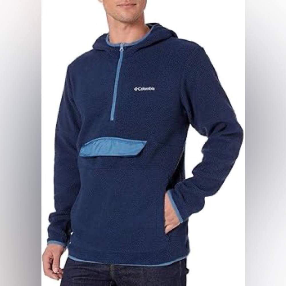 Men’s Columbia Rugged Ridge Sherpa Pullover Fleece Hoodie in Blue